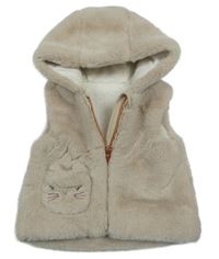 Béžová kožušinová zateplená vesta s kapucňou Nutmeg
