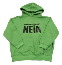 Zelená mikina s nápisom a kapucňou