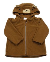 Hnedá fleecová prepínaci mikina s kapucí - medvěď H&M