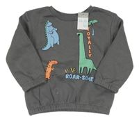 Nové - Šedá mikina s dinosaury Primark