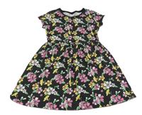 Čierne bavlnené šaty s kvetmi Y.F.K.