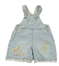 Světlemodré riflové laclové kraťasy s květy 