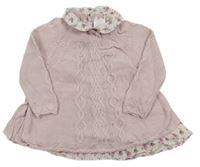 Svetloružové svetrové šaty s golierikom Shabby Chic