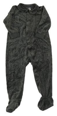 Tmavošedý sametový overal s puntíky a límečkem zn.H&M