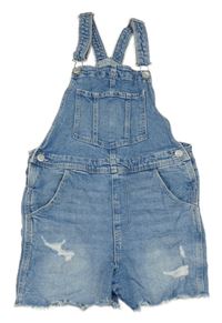 Modré rifľové na traké kraťasy s vyšúchaním H&M