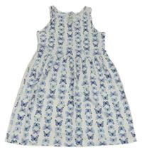 Bielo-modré bavlnené šaty s motýlikmi H&M