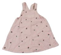 Svetloružové rifľové šaty s kvietkami H&M