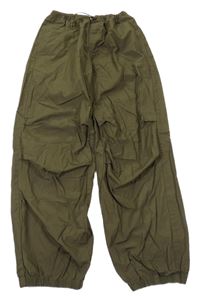 Khaki plátenné cargo cuff nohavice Gémo