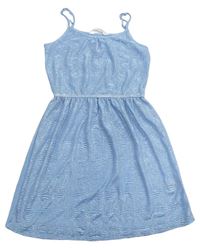 Světlemodro-strieborné vzorované letné šaty H&M