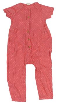 Ružový bodkovaná ý mačkaný cargo nohavicový overal H&M