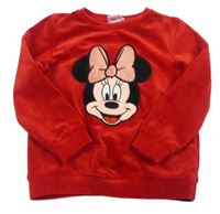 Červená plyšová mikina s Minnie Disney