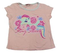 Svetloružová -mátové tričko s pony