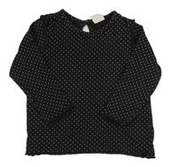 Čiernošedé bodkovaná é tričko s volánikmi H&M