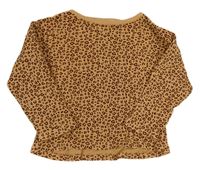 Světlehnědo-hnedé vzorované rebrované oversize tričko ZARA