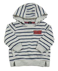Svetlošedá -tmavomodrá pruhovaná melírovaná mikina s Mickey a kapucňou PRIMARK