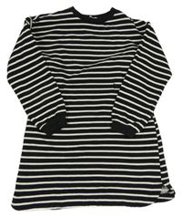 Černo-bílé pruhované teplákové teplé šaty PRIMARK