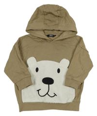 Béžovohnědá oversize mikina s medvídkem a kapucí Next