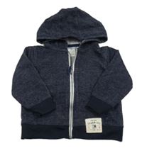 Tmavomodrá melírovaná prepínaci mikina s nášivkou a kapucňou carter's