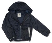 Tmavomodrá kockovaná šušťáková jarná bunda s kapucňou Rebel