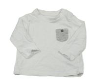 Bílé melírované triko se šedou kapsou Vertbaudet