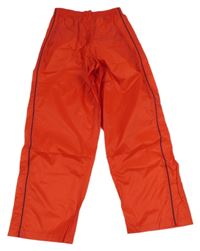 Červené šušťákové nepromokavé nohavice s pruhom