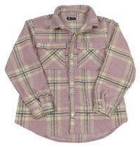 Lila-bílo-lilkovo-břidlicová kostkovaná košilová bunda TEX