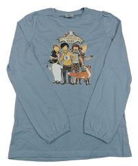 Světlemodrošedé tričko s potiskem - Kouzelná škola