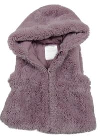 Svetlofialová kožušinová zateplená vesta s kapucňou PRIMARK