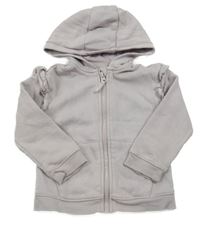 Světlefialovošedá prepínaci mikina s volánikmi a kapucňou Tu