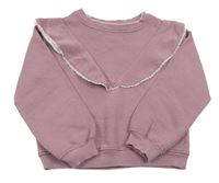 Starofialová mikina s volániky s čipkou H&M