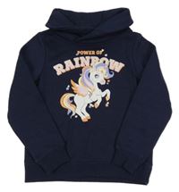 Tmavomodrá tepláková mikina s jednorožcom a stojačikom dopodopo