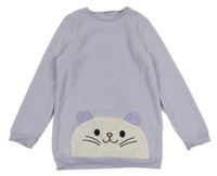 Svetlofialová fleecová mikina s čumáčkem/kapsou Weekend