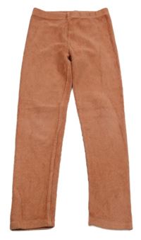 Skořicové žebrované sametové legíny Matalan