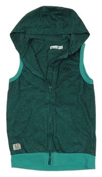 Čierno-jadeitová melírovaná prepínaci tepláková vesta s číslami a kapucňou M&Co