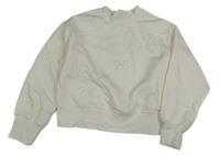 Smotanová crop mikina s mašličkami z korálků H&M