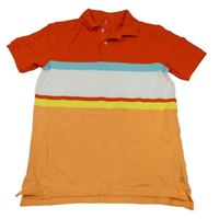 Červeno-světlemodro-bielo-žlto-oranžové polo tričko GAP