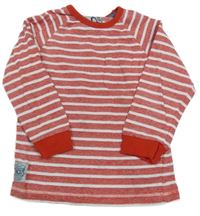 Červeno-biela pruhovaná melírovaná mikina s vreckom a nášivkou Tu