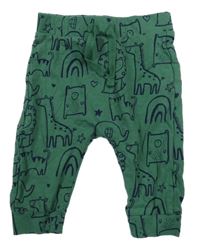 Tmavozelené turecké tepláky so zvieratkami a duhami George