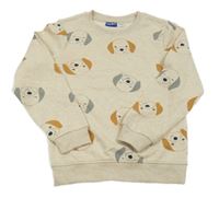 Svetlobéžová melírovaná mikina s pejsky lupilu