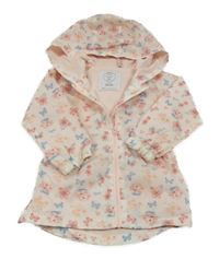 Světlerůžová šusťáková jarní parka s kytičkami a motýlky a kapucí PRIMARK