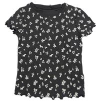 Černošedé žebrované tričko s kytičkami George