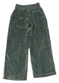 Šalvějovošedé paper bag zamatové nohavice