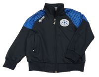 Čierno-modrá prepínaci športová futbalová mikina so znakom