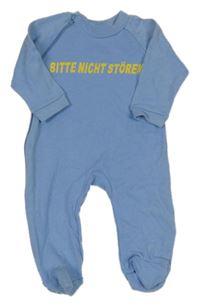 Modrý overal s nápisom