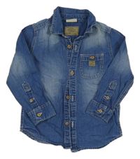 Modrá ľahká rifľová košeľa s nášivkou ZARA