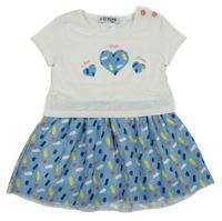 Bielo-modré vzorované šaty so srdiečkami P'tit Mome