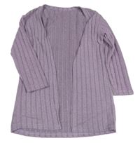 Fialový melírovaný rebrovaný úpletový cardigan SHEIN