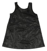 Čierne koženkové šaty s 3D kvety ZARA