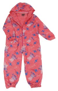 Ružová šušťáková jarná kombinéza s Peppa Pig a kapucňou