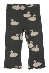 Tmavošedé žebrované tepláky s labutěmi PRIMARK